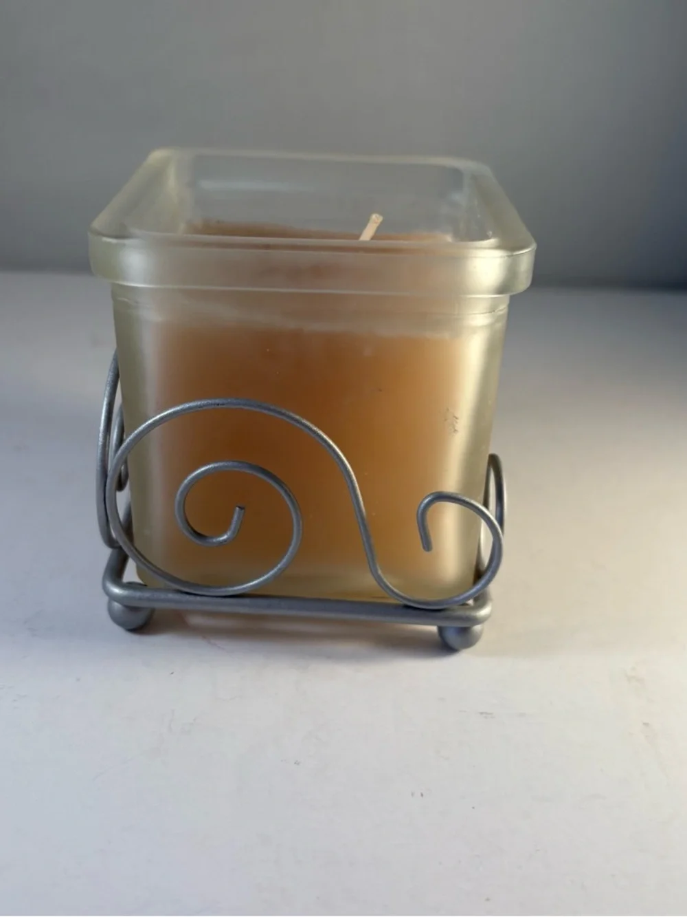 Colonial Candle of Cape Cod Candle & Scrolled Silver Metal‎ Wire Holder  3”